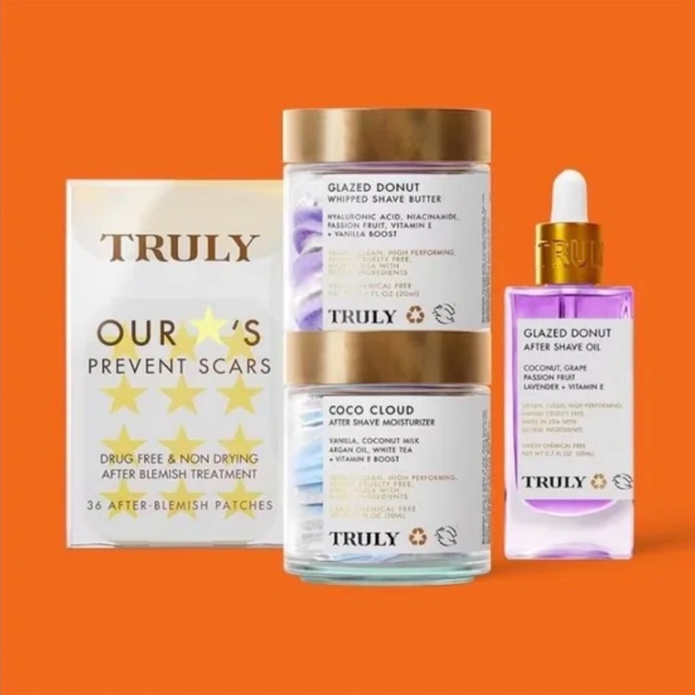 TRULY Skincare After-Shave Set — Purple, White & Gold Accents
